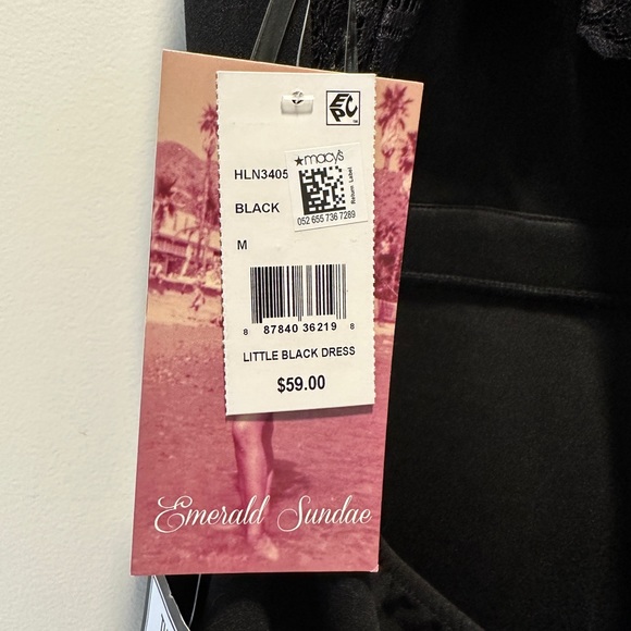 Macys Emerald Sundae Asymmetrical Lace Back Little Black Dress - Picture 5 of 5